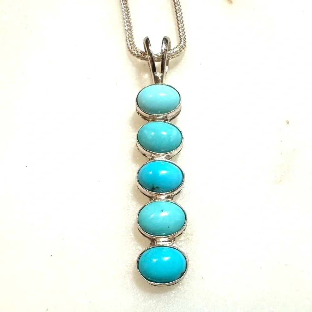 Jay King Sleeping Beauty Turquoise Foxtail Chainlink Sterling Silver Necklace